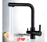Izer Чёрный. Смеситель для кухни с подключением фильтра для воды AS-875-08
